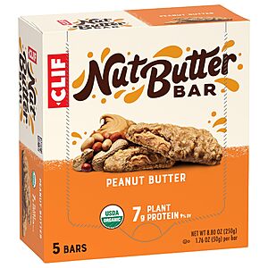 5-Pack 1.76oz. Clif Nut Butter Organic Energy Bars (Peanut Butter) $4.90 w/ Subscribe & Save