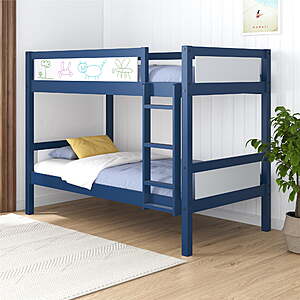 DHP Adrian Twin over Twin Kids' Solid Wood Bunk Bed (Navy Blue) $160 + Free Shipping