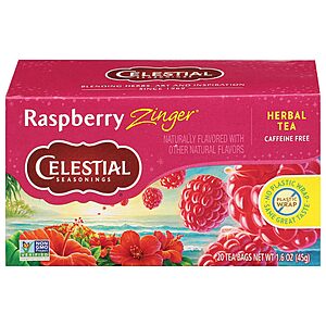 20-Count Celestial Seasonings Herbal Tea (Raspberry Zinger) alt=