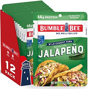 12-Pack 2.5-Oz Bumble Bee Wild Caught Tuna Pouches (Jalapeno) .35 w/ Subscribe & Save