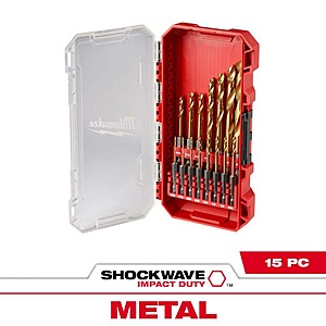 15-Piece SHOCKWAVE Impact Duty Titanium Drill Bit Set $19.97 + Free Shipping