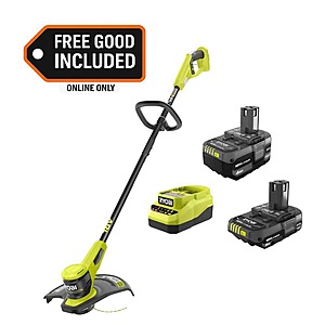 RYOBI ONE+ 18V Lithium-Ion Starter Kit with 2.0 Ah Battery, 4.0 Ah Battery & Charger and FREE ONE+ 13” String Trimmer $99 + Free Shipping