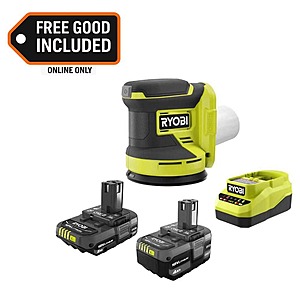 RYOBI ONE+ 18V Lithium-Ion 4.0 Ah Battery, 2.0 Ah Battery & Charger Kit w/ FREE ONE+ Cordless 5" Random Orbit Sander $99 + Free Shipping