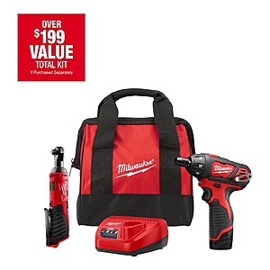 Milwaukee M12 12V Cordless 3/8" Ratchet/Screwdriver Combo Tool Kit $99 + Free Shipping