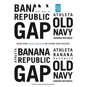 GAP / 올드 네이비 / 바나나 리퍼블릭 / 애슬레타 $50 기프트 카드 $39 + 무료 배송