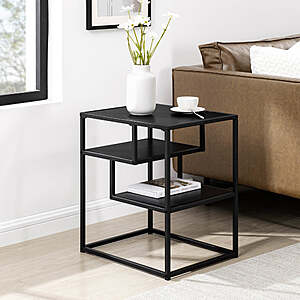 Walker Edison Maya 16" Contemporary Metal and Wood Side Table (Black or Oak/White) $20 + Free Shipping
