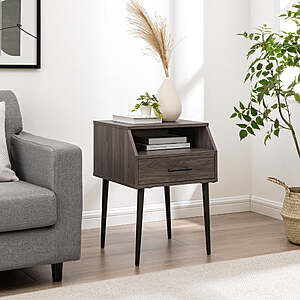 Walker Edison 8" 1-Drawer Contemporary Side Table with Open Storage (Slate Grey/Black) $25 or less + Free Shipping