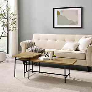 47.25" 2-Piece Walker Edison Modern Metal and Wood Nesting Coffee Table Set (Coastal Oak/Black) $25.68 + Free Shipping
