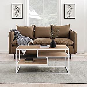 40" Walker Edison Rectangle Wood Coffee Table w/ Shelves (Coastal Oak and White) $28.05 & More + Free Shipping