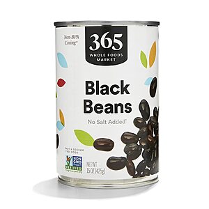 15-Oz 365 by Whole Foods Market Unsalted Black Beans $0.70 w/ Subscribe & Save