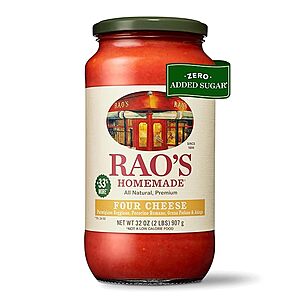 32-Oz Rao's Homemade Pasta Sauce (Four Cheese or Vodka) $4.85 w/ Subscribe & Save
