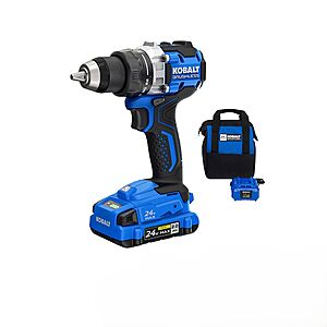 Kobalt 24V 1/2" Keyless Brushless Cordless Drill w/ Battery, Charger & Soft Bag $79 + Free Shipping