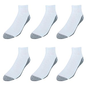 6-Pack Hanes Men's Max Cushioned Ankle Socks (White/Grey) $5.27 + Free Shipping w/ Prime or on $35+