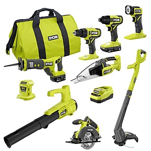 9-Tool RYOBI ONE+ 18V Cordless Combo Kit with 1.5 Ah Battery, 4.0 Ah Battery, Charger, and Tool Bag $289 + Free Shipping