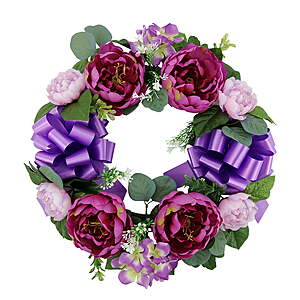 17" Mainstays Outdoor Artificial Polyester Peony Wreath (Purple) $8.47 + Free S&H w/ Walmart+ or on $35