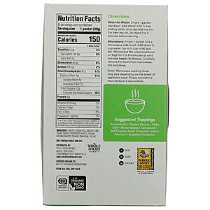 8-Packets 1.4-Oz 365 by Whole Foods Market Organic Instant Oatmeal (Apple Cinnamon) $1.94 w/ S&S + Free Shipping w/ Prime or on $35+