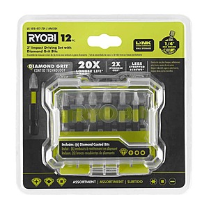 12-Piece RYOBI 2" Diamond Grit Driving Set (A961204) $6 + Free Shipping