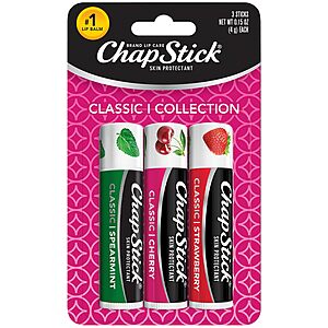 3-Pack 0.15-Oz ChapStick Lip Balm Variety Pack (Spearmint, Cherry & Strawberry) $2.55 w/ Subscribe & Save