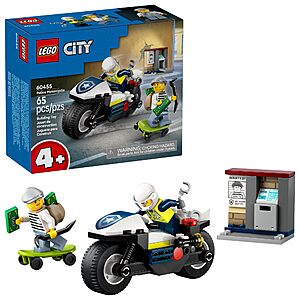 65-Piece LEGO City Police Motorcycle Chase Building Toy (60455) $6.69 + Free Shipping w/ Prime or on $35+
