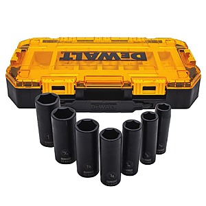 7-Piece 1/2" DeWalt SAE 6 Point Deep Impact Socket Set $29.99 + Free Shipping