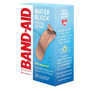 20-Count 1-Size Band-Aid Brand Water Block Waterproof Tough Adhesive Bandages $2.60 w/ Subscribe & Save