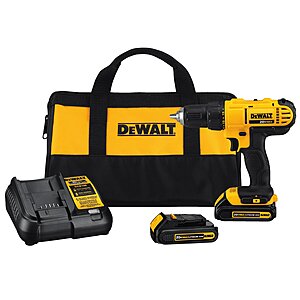 DEWALT 20-Volt Max 1/2" Keyless Cordless Drill w/ 2 Batteries, Charger & Bag $89 + Free Shipping
