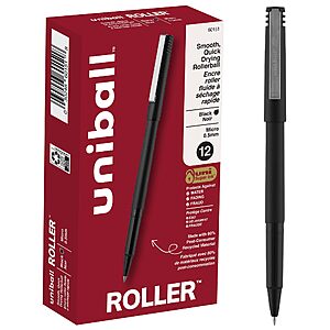 12-Pk 0.5mm Black uniball Roller Rollerball Pens $7.10
