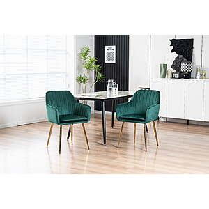 2-Pack Mainstays Dining Chair in Green Velvet with Gold Legs $64 + Free Shipping