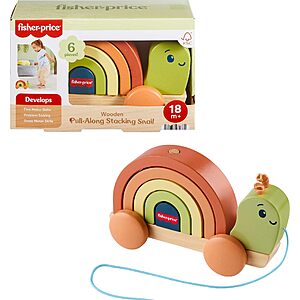 Fisher-Price Wooden Pull-Along Stacking Snail Toddler Toy $9.44 + Free Shipping w/ Prime or on $35+