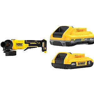 DEWALT 20V MAX brushless 4.5" Paddle Switch Angle Grinder w/2-Pack Batteries (2Ah & 4Ah) $179 + Free Shipping