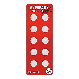 Select Accts: 10-Pk Eveready 2032 Coin Batteries $3.65 w/ S&S