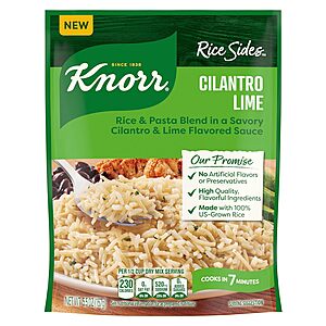 Select Accounts: 5.5-Oz Knorr Rice Sides Cilantro Lime Rice & Pasta $0.75 w/ S&S