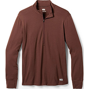 REI Co-op Men's Heavyweight Merino Wool Base Layer Half-Zip Top (Cherrywood/Teal) $49.85 + Free Pickup