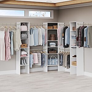 ClosetMaid BrightWood 9.14' to 12.06' Reach-in Corner Closet System (White)  at Lowe's $258.94 + Free Store Pickup