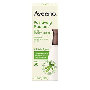 2.3-Ounce Aveeno Positively Radiant SPF 30 Face Moisturizer w/ Soy Extract w/ S&S + Free Shipping