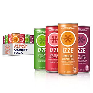 24-Pk 8.4-Oz IZZE Sparkling Juice (4-Flavor Variety Pack) $13.50 w/ S&S
