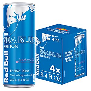 Select Accounts: 4-Pack 8.4 Fl Oz Red Bull Sea Blue Edition Energy Drink (Juneberry) $4.81 w/ S&S + Free Shipping w/ Prime or on $35+