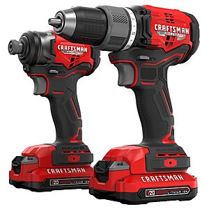 Craftsman V20 RP 20V Max 2-Tool Brushless Combo Kit w/ Soft Case, 2 Batteries & Charger $99 + Free Shipping