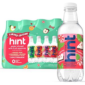 12-Pack 16-Ounce Hint Fruit-Infused Bottled Water (Winter Variety Pack) $10.89 w/ S&S + Free Shipping w/ Prime or on $35+
