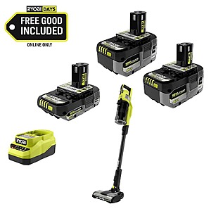 RYOBI ONE+ 18V Brushless Stick Vacuum w/ 2x 4Ah HP Batteries + 2Ah HP Battery $199 + Free S&H