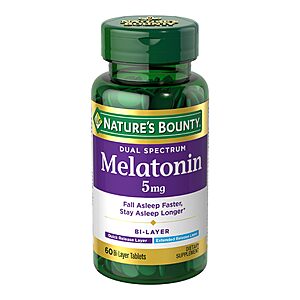 60-Count Nature's Bounty 5mg Dual Spectrum Melatonin Bi-Layer Tablets $3.89 w/ S&S + Free Shipping w/ Prime or on $35+