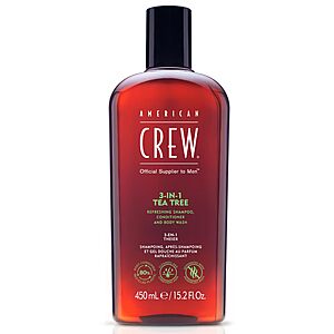 15.2-Oz American Crew Men's 3-in-1 Shampoo, Conditioner & Body Wash (Tea Tree) $9.59 w/ S&S + Free Shipping w/ Prime or on $35+