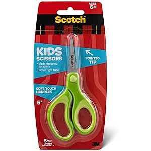 Scotch 5" Kids Pointed Tip Scissors w/ Soft Touch $2 + Free Shipping w/ Prime or on $35+