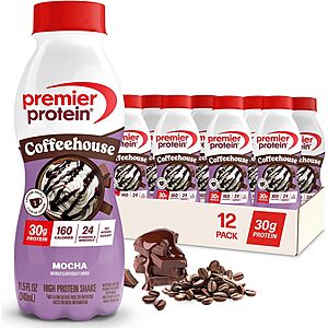 Prime: 12-Pack 11.5-Oz Premier Protein Coffeehouse Shake (Mocha w/ Caffeine) $16.45 w/ S&S + Free S&H