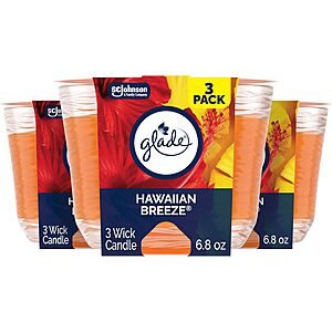 3-Pack 6.8-Ounce Glade Hawaiian Breeze 3-Wick Candles $11.27 w/ S&S + Free Shipping w/ Prime or on $35+