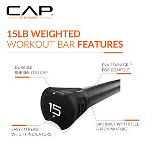 15 Lbs. Cap Barbell Weighted Workout Bar