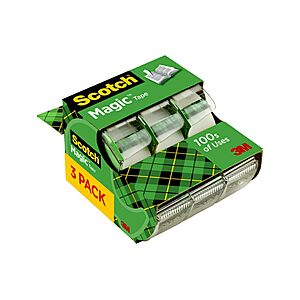 3-Pack 3/4" x 300" Scotch Magic Invisible Tape w/ Dispenser $3.50 + Free Shipping w/ Prime or on $35+