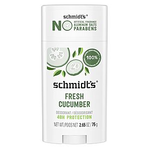 Select Accounts: 2.65-Oz Schmidt's Aluminum-Free Natural Deodorant Stick $3.15 w/ S&S