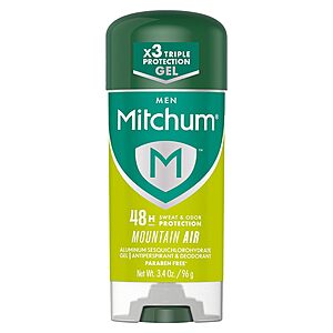 3.4-Oz Mitchum Men's Antiperspirant Deodorant Gel Stick (Mountain Air) $2.75 w/ S&S