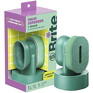 Scotch-Brite Brite Palm Scrubber W/ Soap Dispenser & Drain + Dry Stand